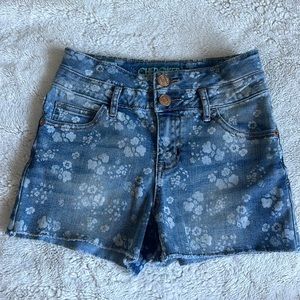 Cherokee High Rise Bleach Dyed Floral Denim Shorts Size 10/12 L (Girls)
